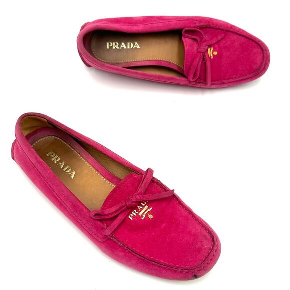 PRADA flats - Fuchsia Hot Pink #barbiecore suede flats - SIZE 37.5 EUC / 7 US - Picture 14 of 14